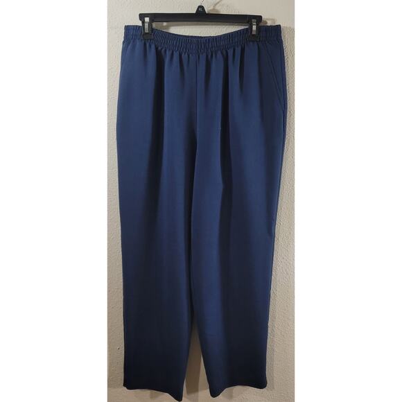Alfred Dunner Blue Pleated Front Pull On Pants 14 Lightweight Soft Elastic Waist - Picture 1 of 6